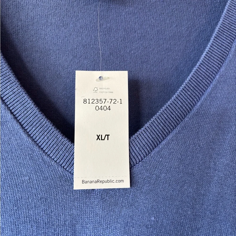 BANANA REPUBLIC SILK COTTON‎ CASHMERE V-NECK SWEATER AFRICAN VIOLET XLT NWT